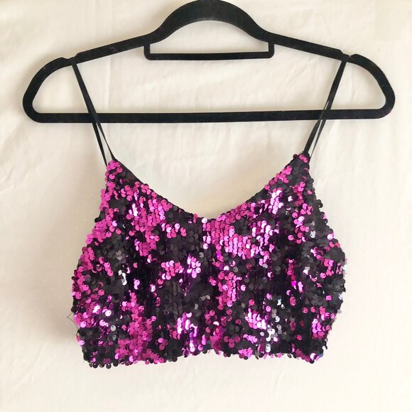 Pink Sequin Crop Top - Picture 2 of 7